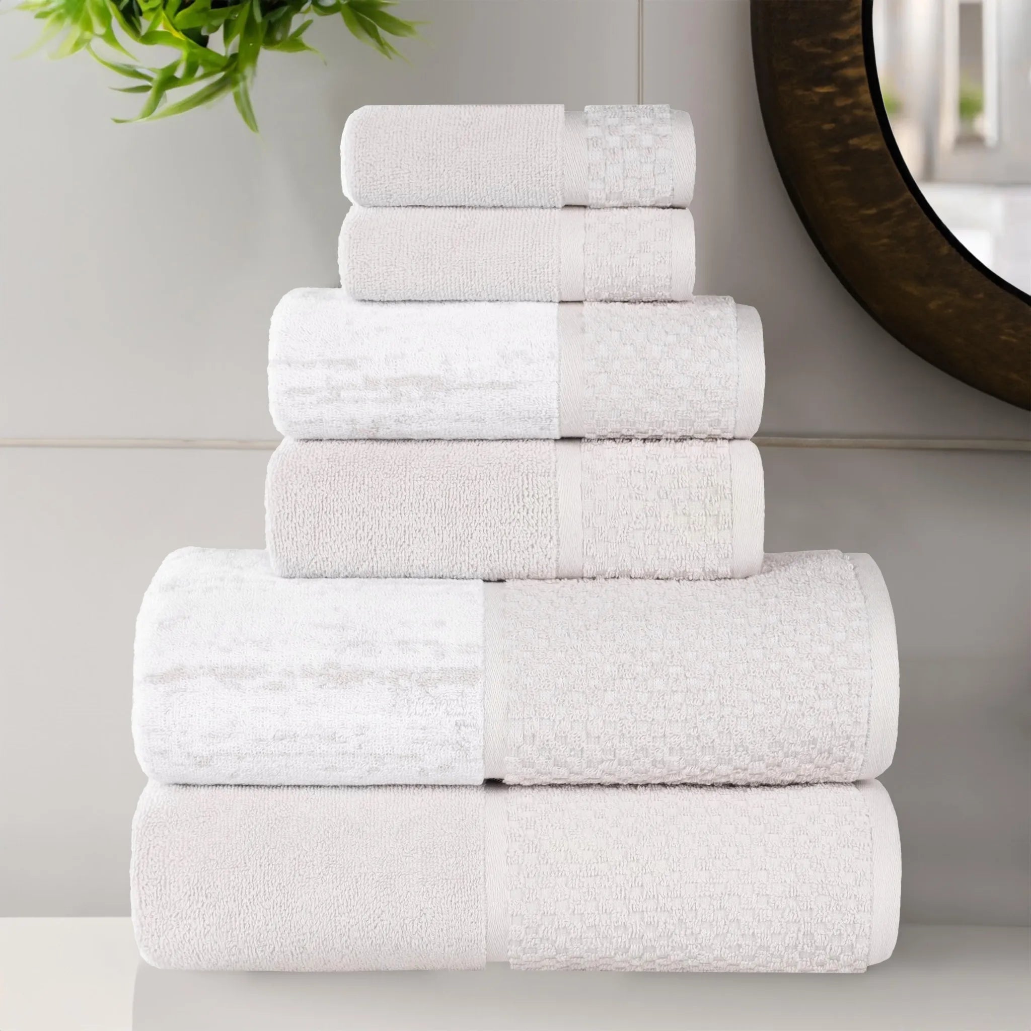 Lodi Cotton 6-Piece Bathroom Towel Set – Absorbent Mid-Weight Solids & Patterns