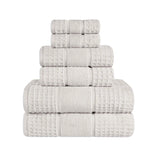 Zero Twist Cotton Waffle Towel Set 6-Piece - Napa - Towel Set by Superior Brand
