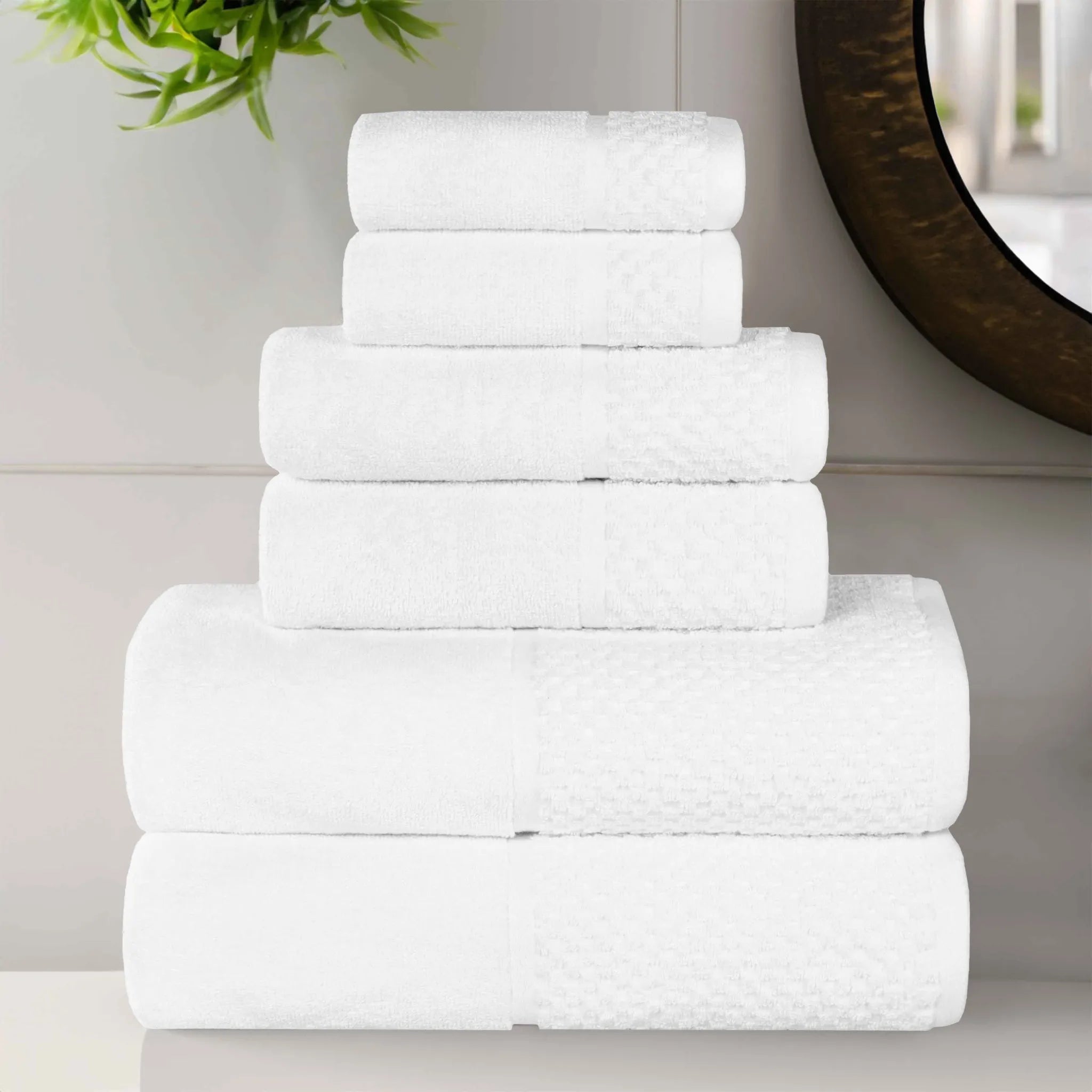 Lodi Cotton 6-Piece Bathroom Towel Set – Absorbent Mid-Weight Solids & Patterns