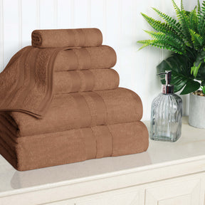 Superior Ultra Soft Cotton Absorbent Solid Assorted 6-Piece Towel Set - Chocolate