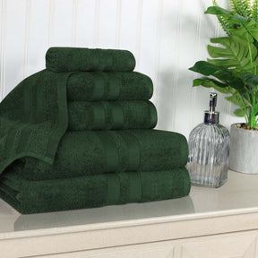 Superior Ultra Soft Cotton Absorbent Solid Assorted 6-Piece Towel Set - Forest Green