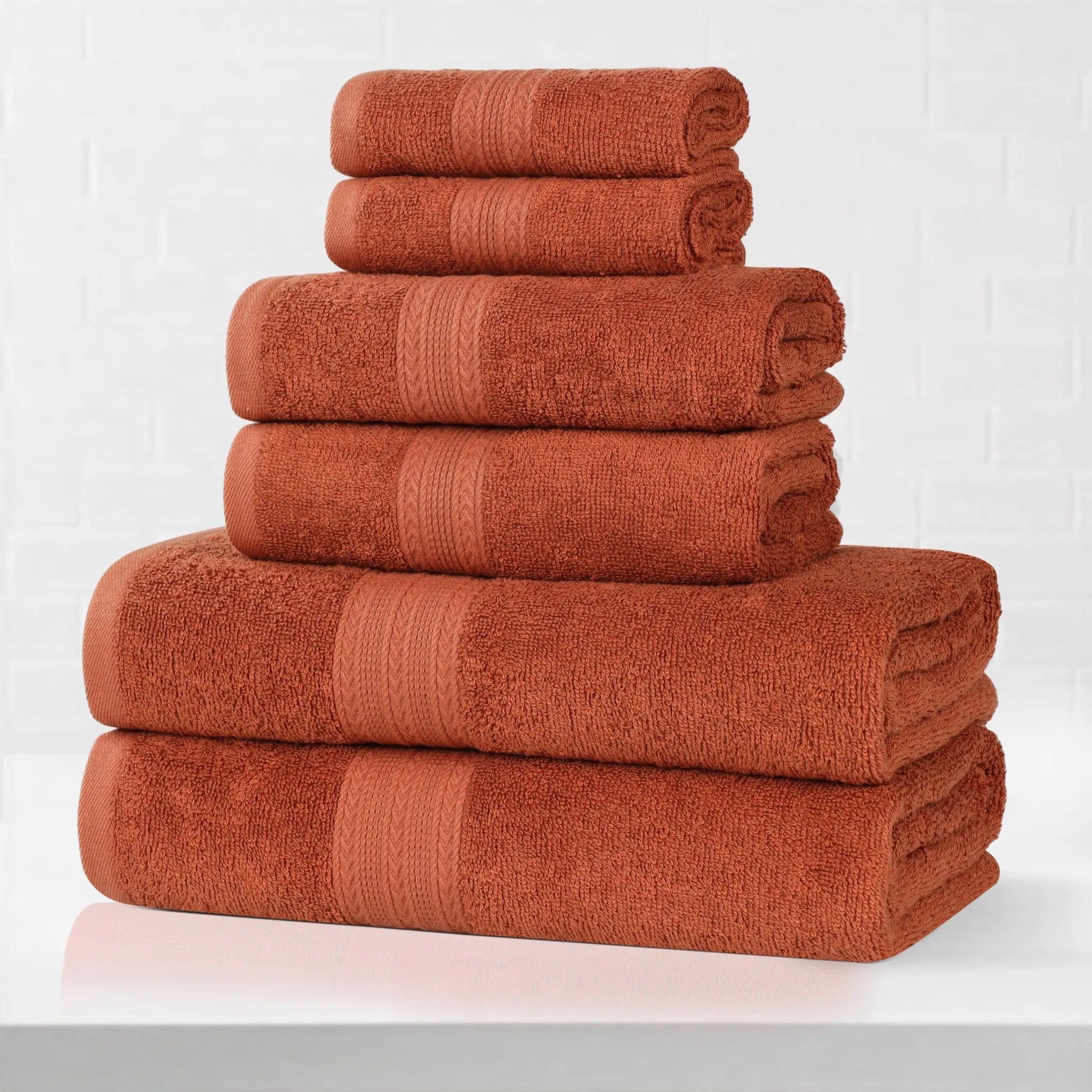 Eco-Friendly Ring-Spun Cotton 6-Piece Towel Set