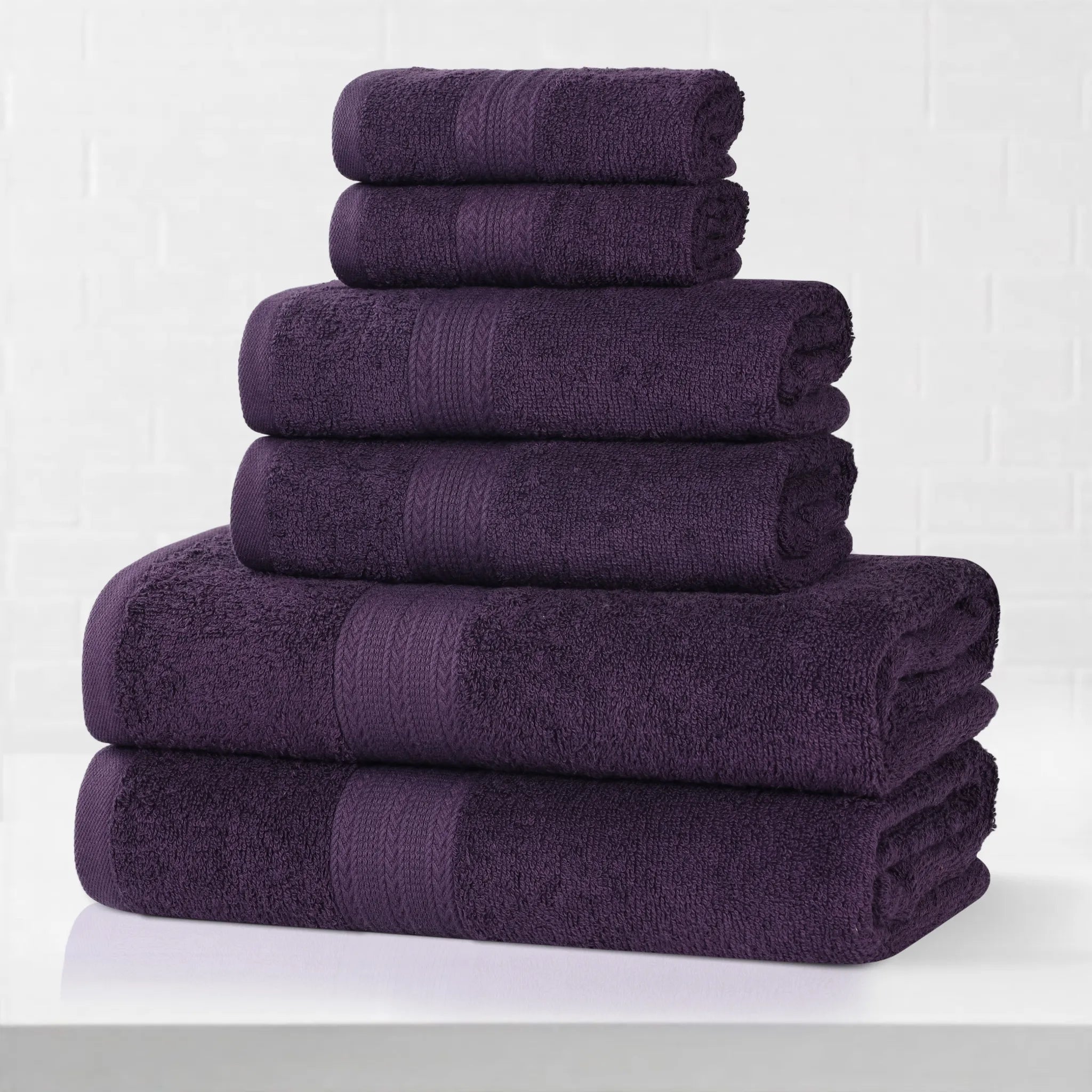 Eco-Friendly Ring-Spun Cotton 6-Piece Towel Set