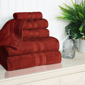 Superior Ultra Soft Cotton Absorbent Solid Assorted 6-Piece Towel Set - Maroon