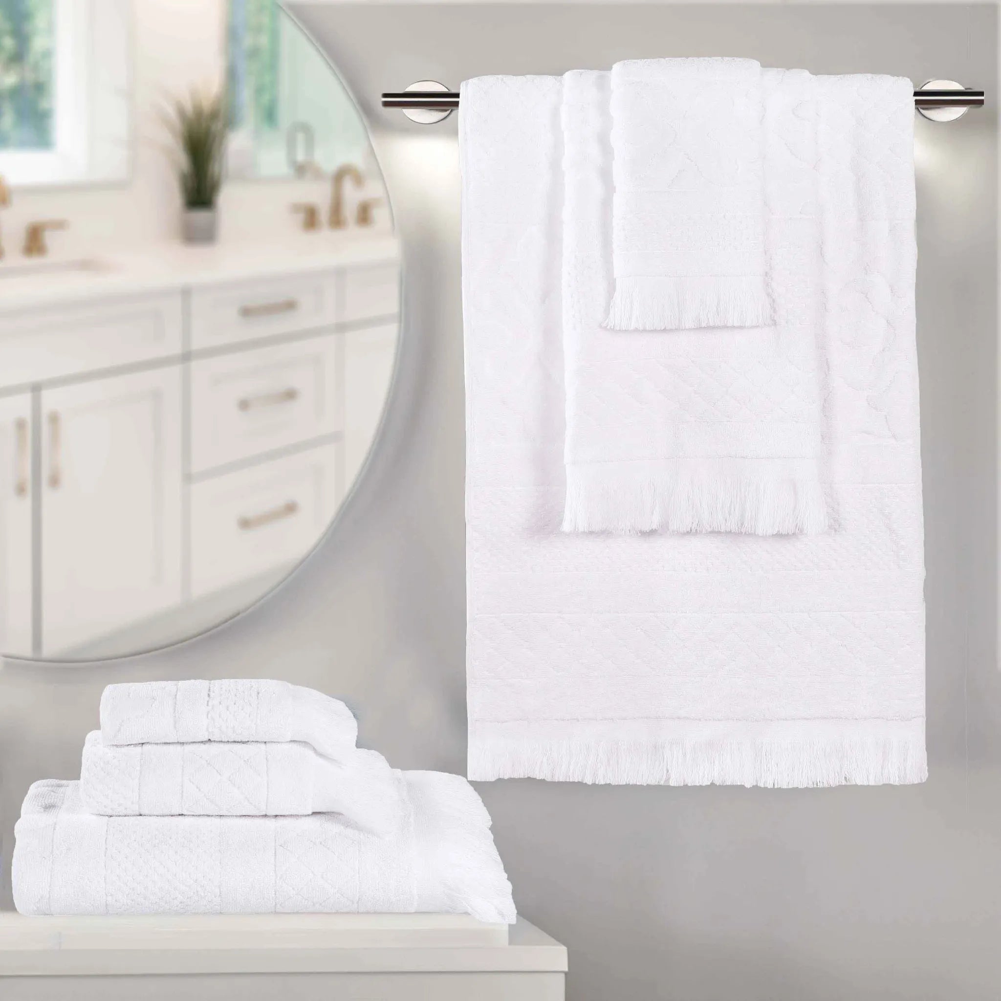 Rolla Cotton Geometric Jacquard Plush Soft Absorbent 6 Piece Towel Set - Towel Set by Superior Brand