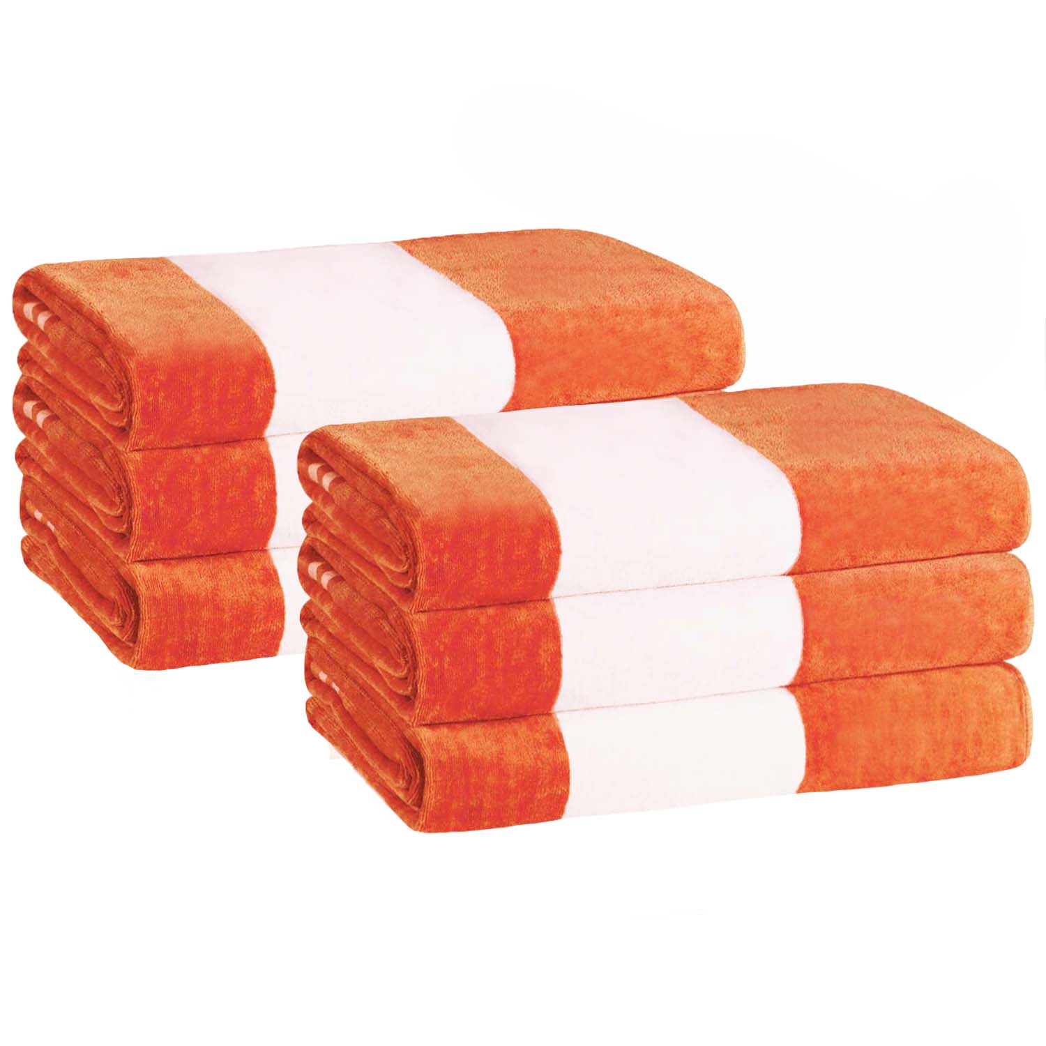 Superior Cabana Stripe Oversized Cotton Beach Towel Set Of 2,4,6 - Orange