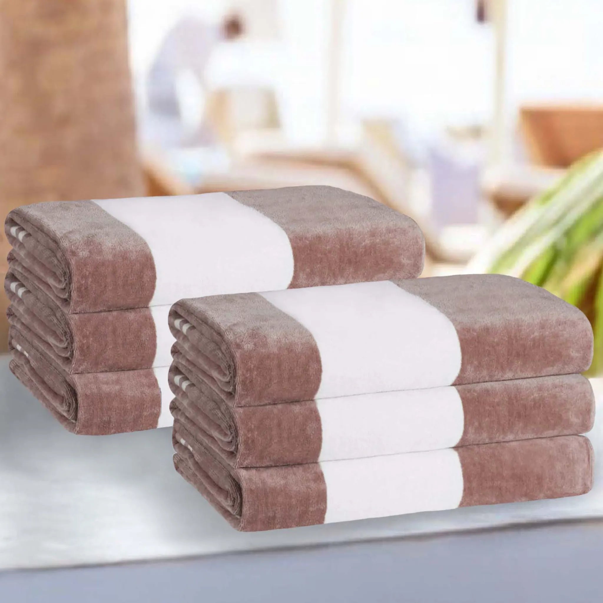 Cabana Stripe Oversized Cotton Beach Towel Sets