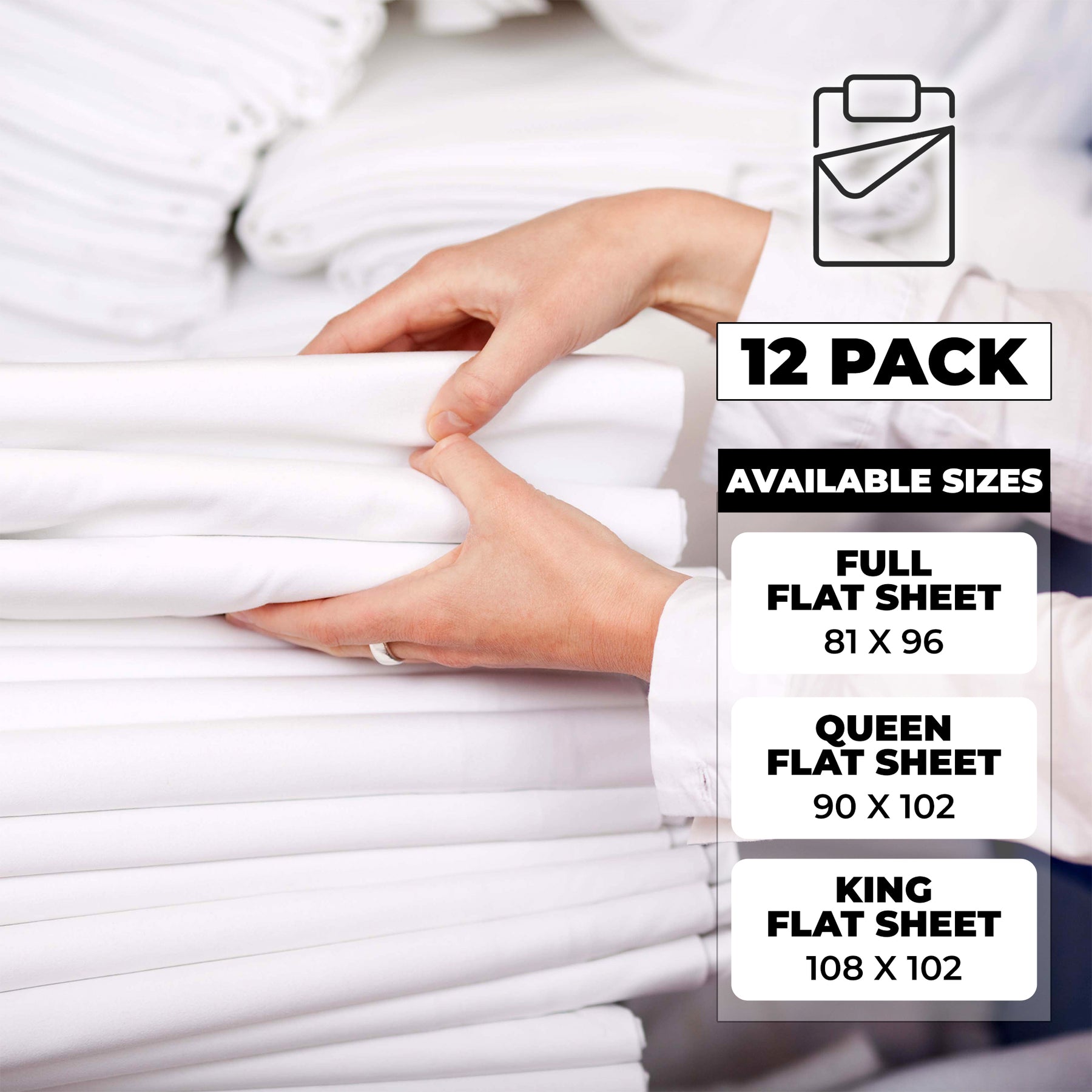 Cotton Rich Percale Hotel Quality Flat Bed Sheets Set Of 3, 6, 12 - White