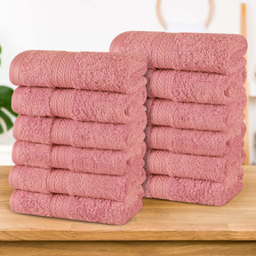 Atlas Combed Cotton Highly Absorbent Solid Face Towels / Washcloths - Blush