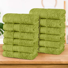 Atlas Combed Cotton Highly Absorbent Solid Face Towels / Washcloths  - Green Essence