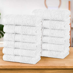 Atlas Combed Cotton Highly Absorbent Solid Face Towels / Washcloths - White
