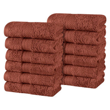Atlas Combed Cotton Highly Absorbent Solid Face Towels / Washcloths - Hot Chocolate
