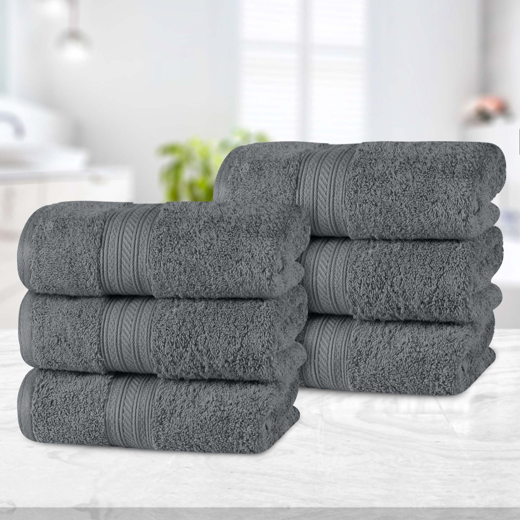 Atlas Combed Cotton Highly Absorbent Solid Hand Towels   - Grey
