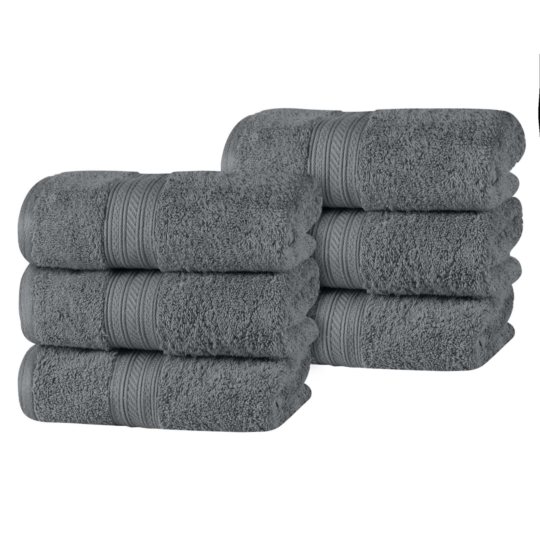Atlas Combed Cotton Highly Absorbent Solid Hand Towels - Grey