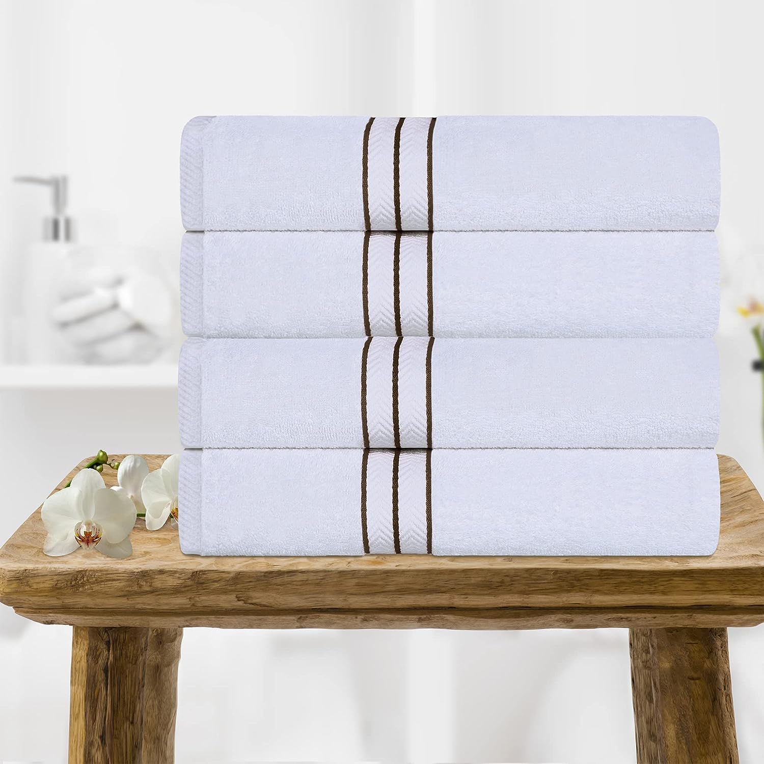 Superior Ultra-Plush Turkish Cotton Super Absorbent Solid Bath Towel Set of 4 - Latte