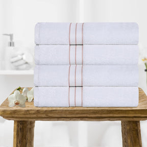 Superior Ultra-Plush Turkish Cotton Super Absorbent Solid Bath Towel Set of 4 - Tea Rose