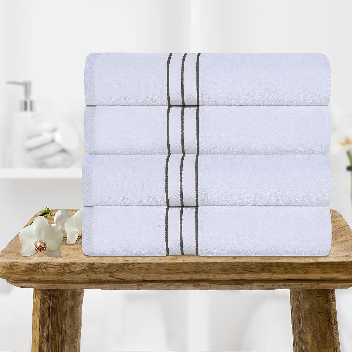 Superior Ultra-Plush Turkish Cotton Super Absorbent Solid Bath Towel Set of 4 - Charcoal