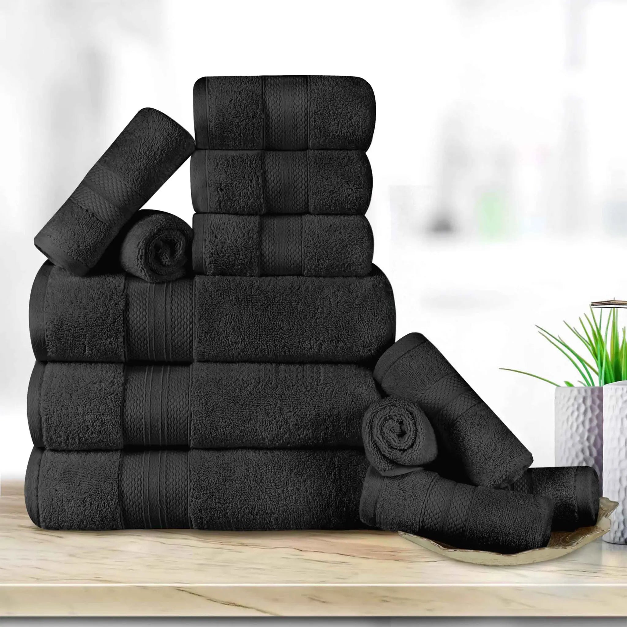 12 Piece Bath Towel Set Turkish Cotton Plush - Aria