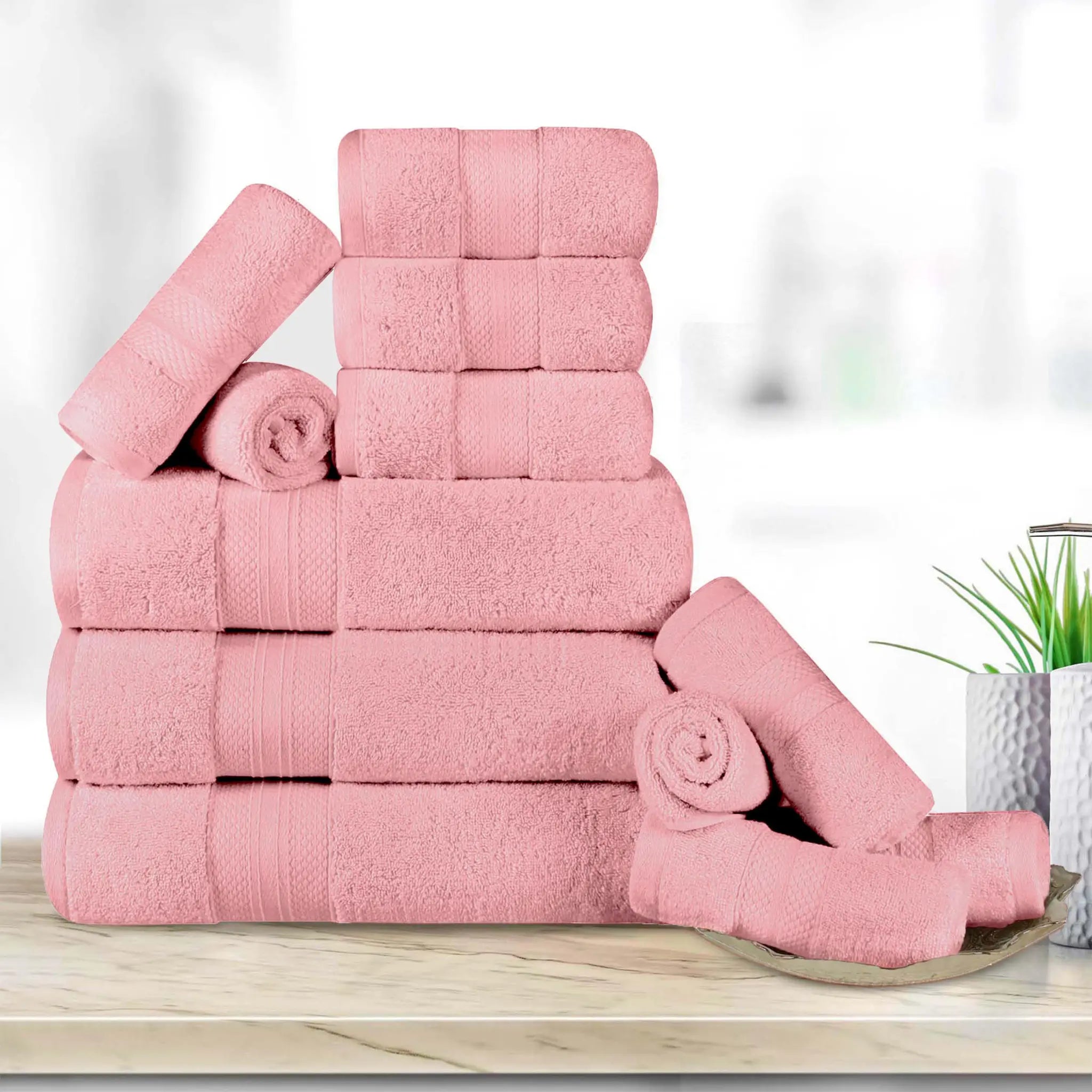 12 Piece Bath Towel Set Turkish Cotton Plush - Aria