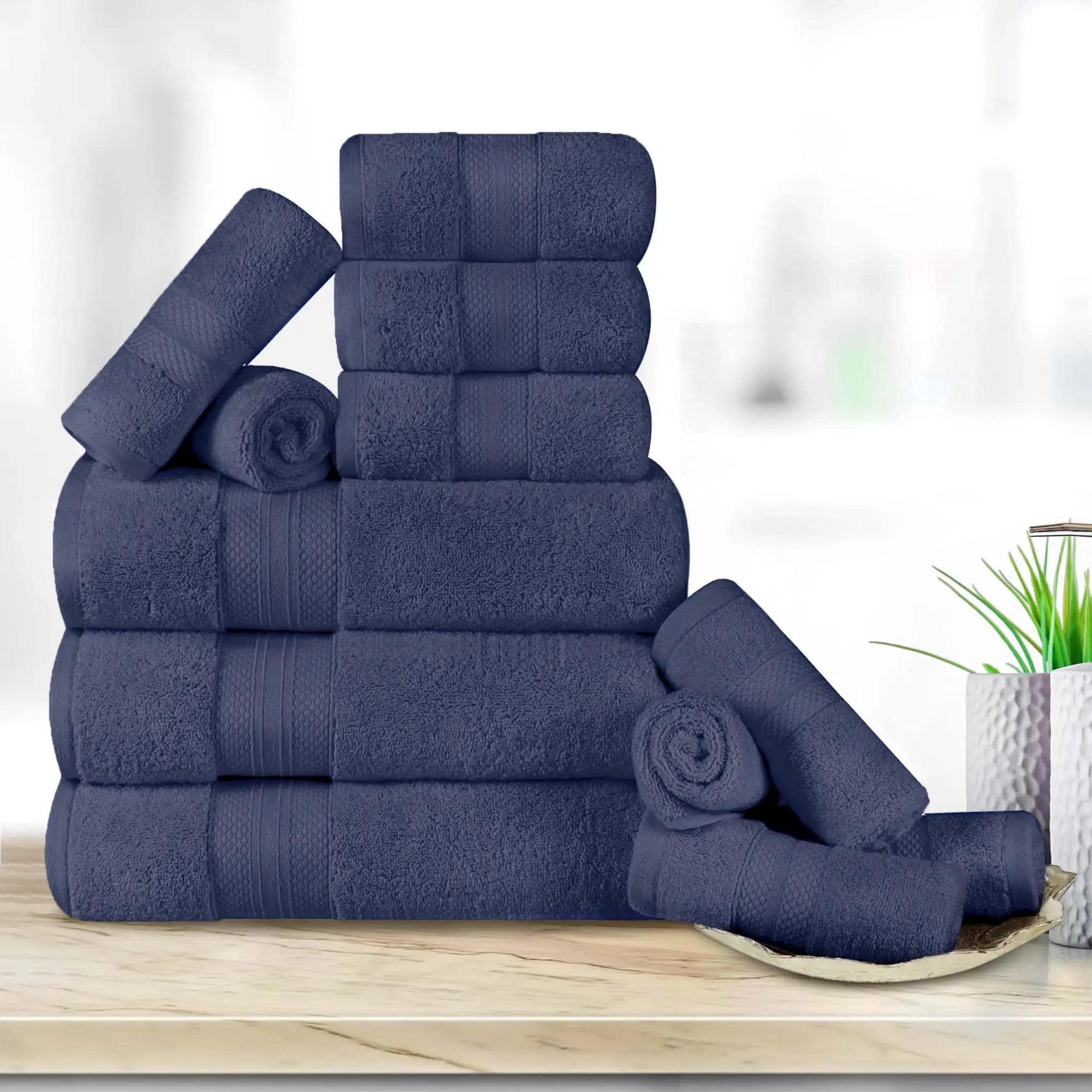 12 Piece Bath Towel Set Turkish Cotton Plush - Aria
