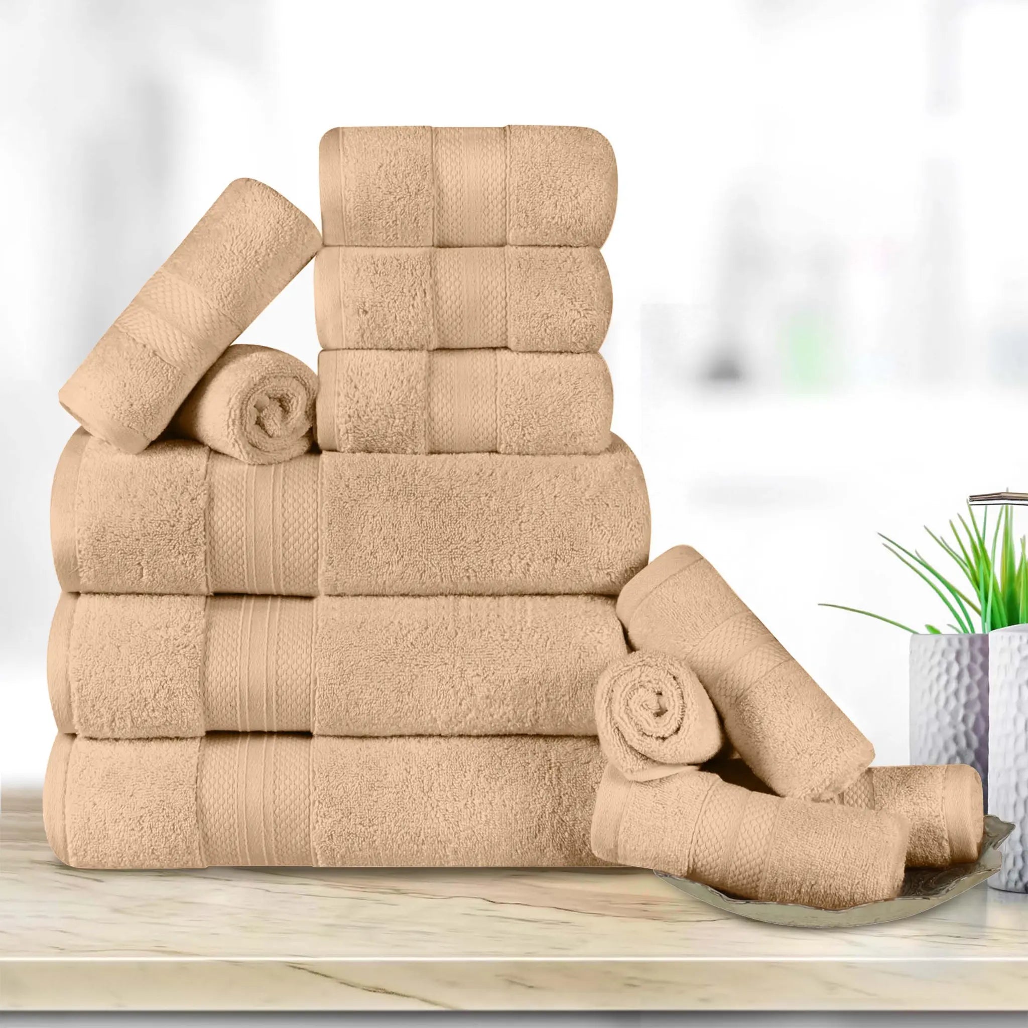 12 Piece Bath Towel Set Turkish Cotton Plush - Aria