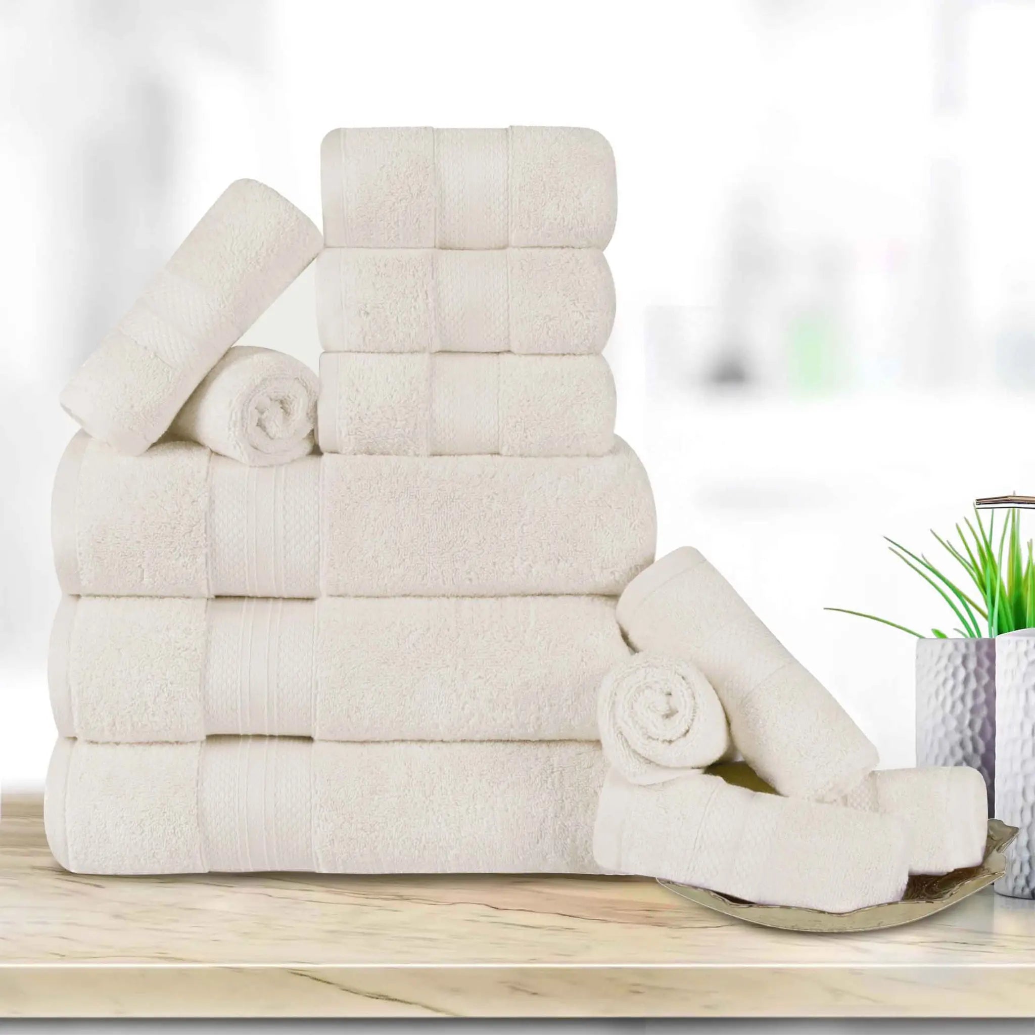 12 Piece Bath Towel Set Turkish Cotton Plush - Aria