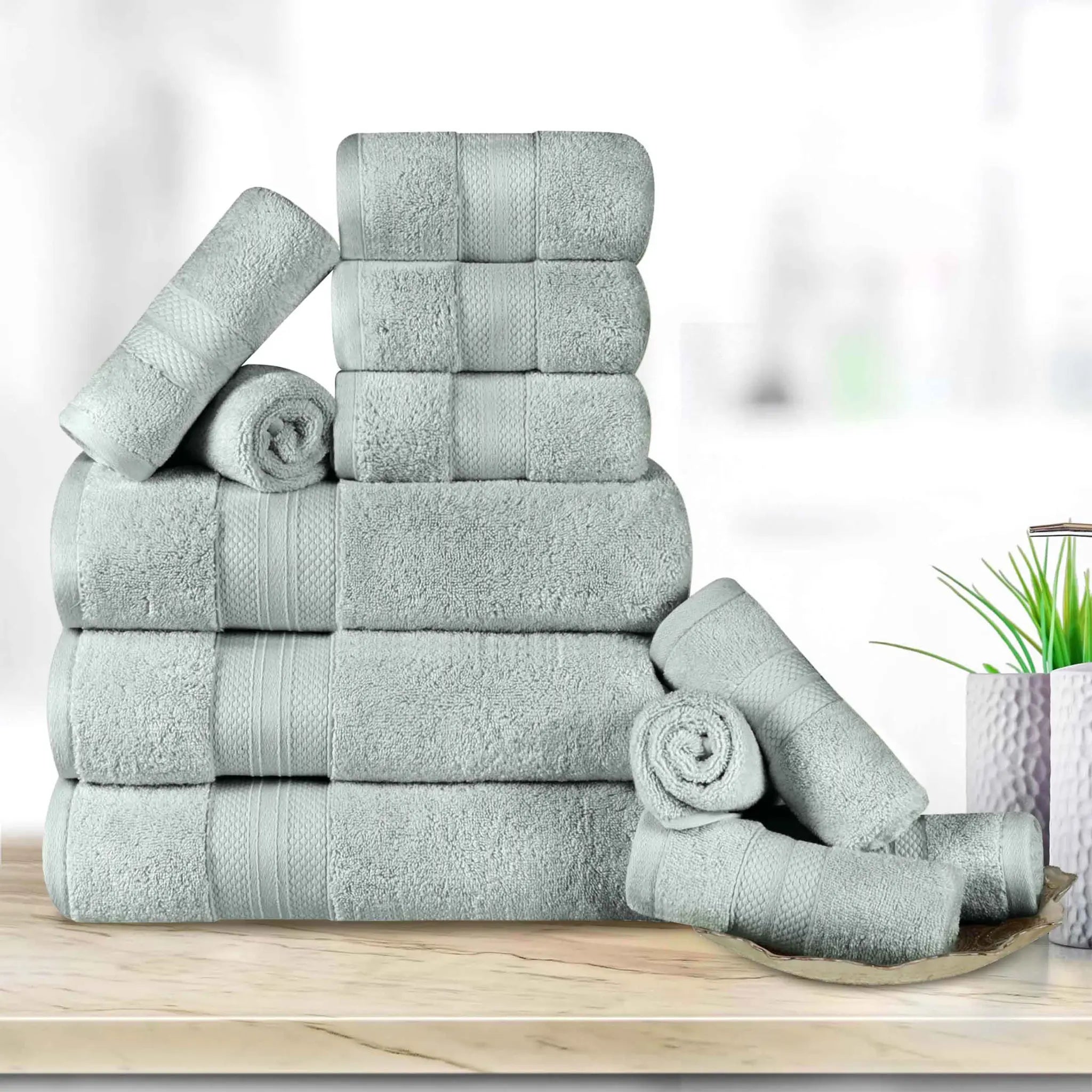 12 Piece Bath Towel Set Turkish Cotton Plush - Aria