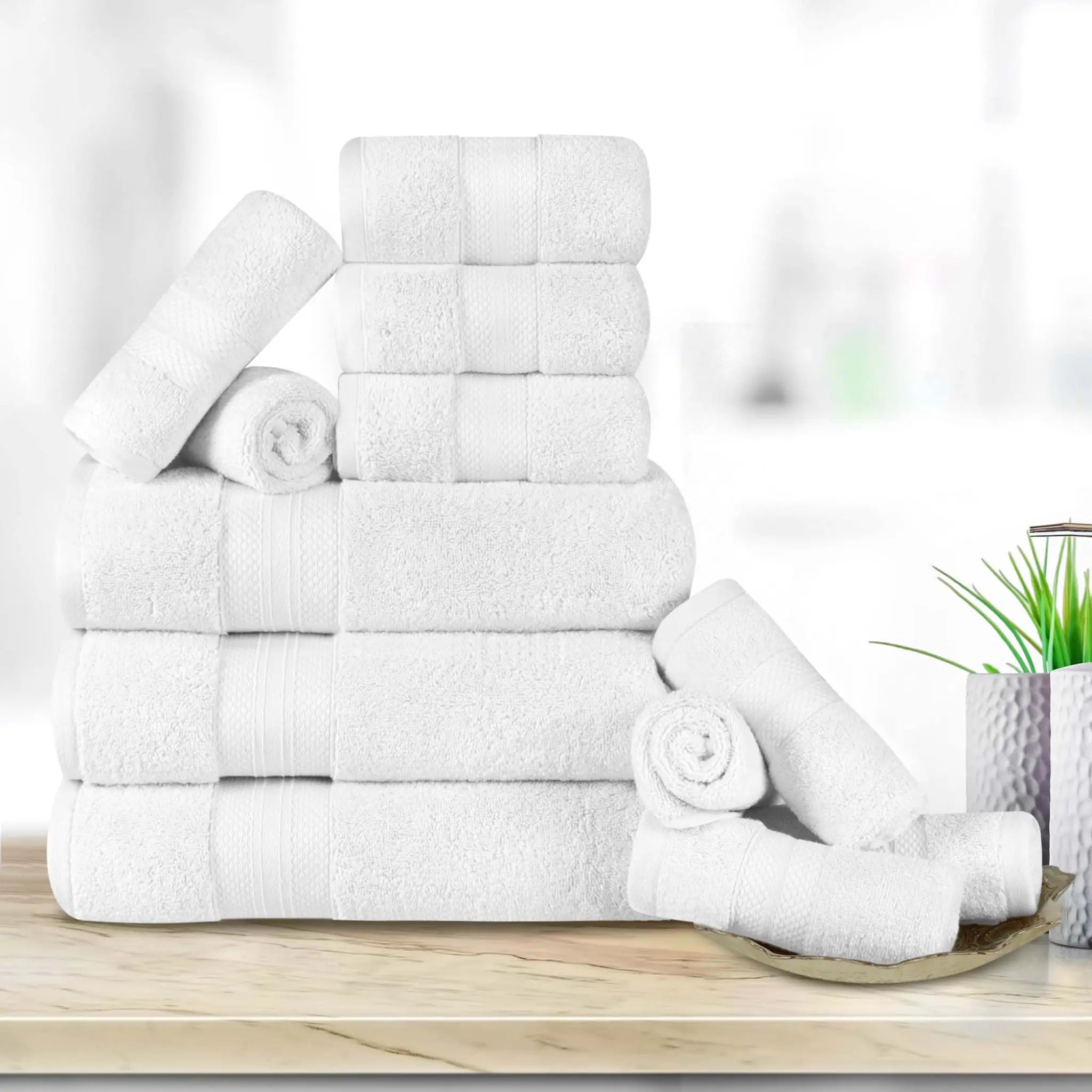 12 Piece Bath Towel Set Turkish Cotton Plush - Aria