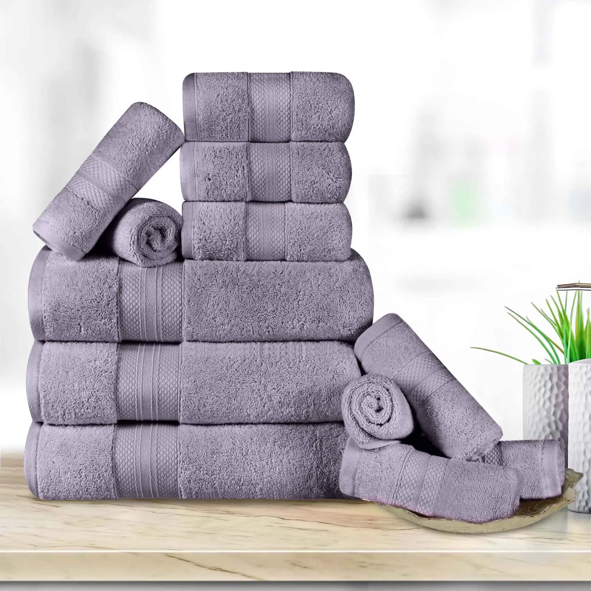 12 Piece Bath Towel Set Turkish Cotton Plush - Aria
