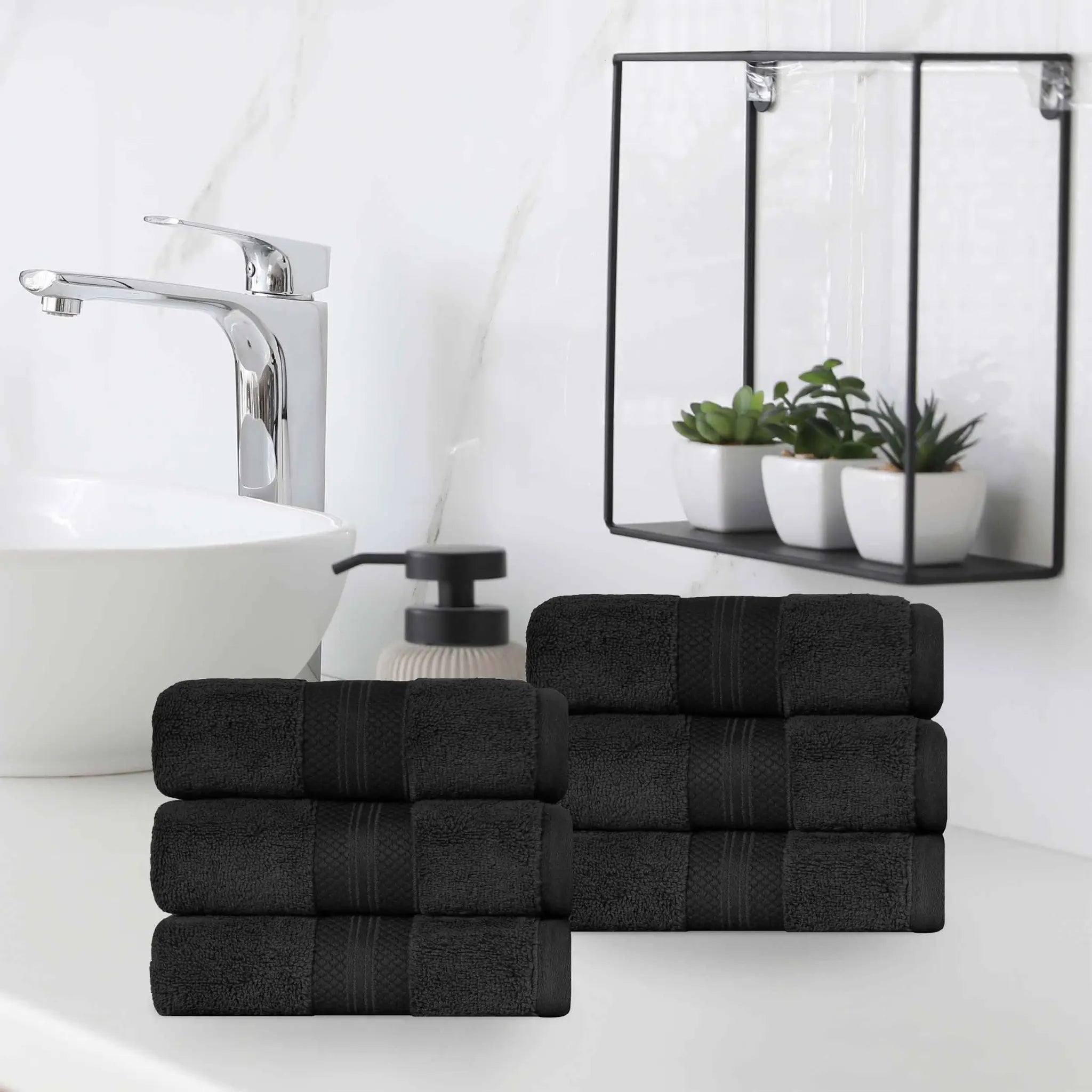 Turkish Cotton Hand Towels 6-Piece Set