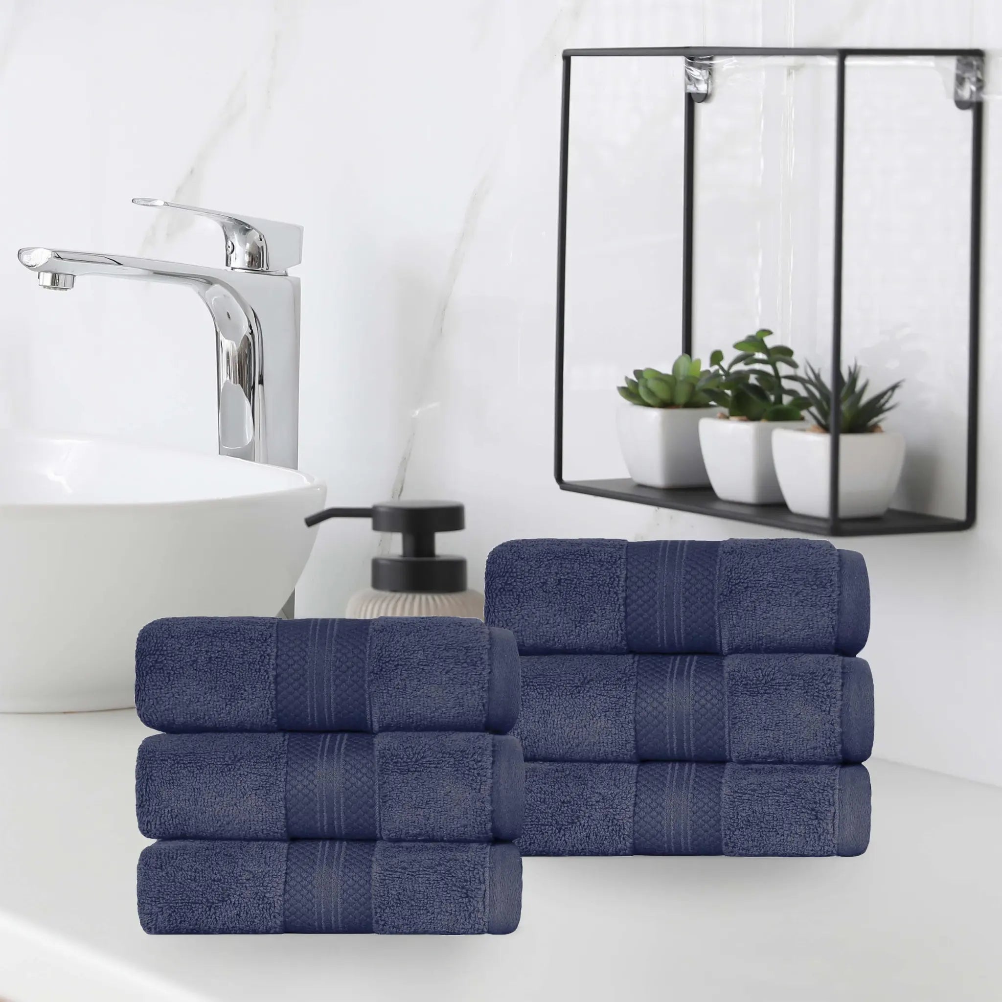 Turkish Cotton Hand Towels 6-Piece Set