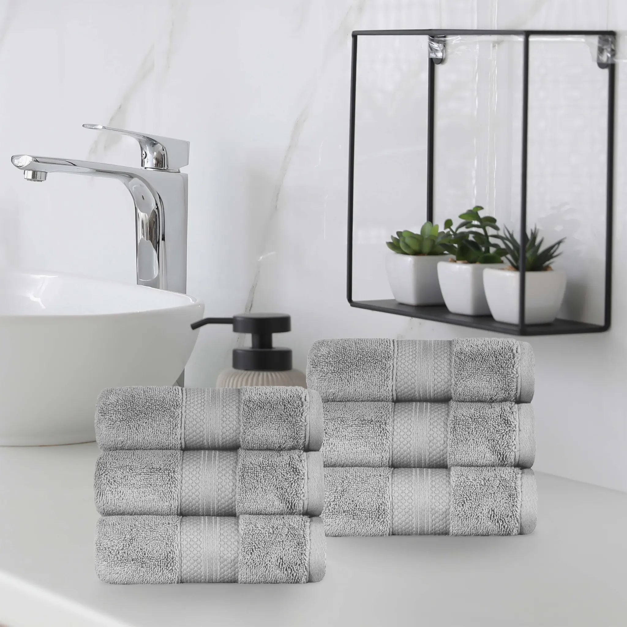 Turkish Cotton Hand Towels 6-Piece Set