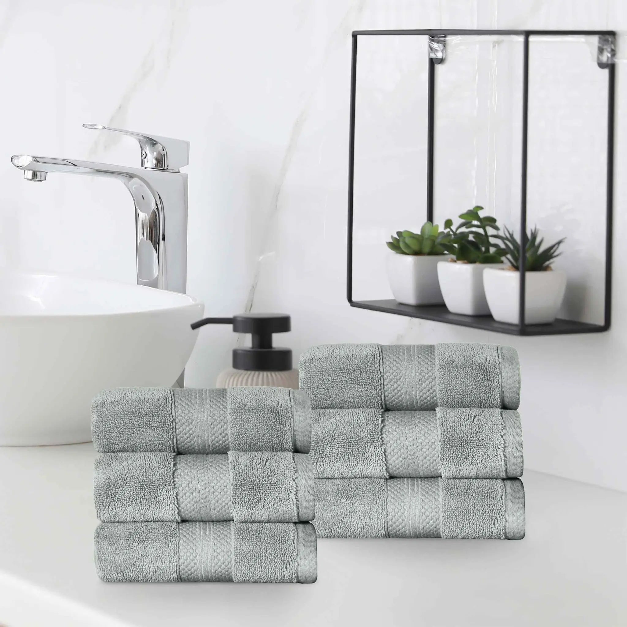 Turkish Cotton Hand Towels 6-Piece Set