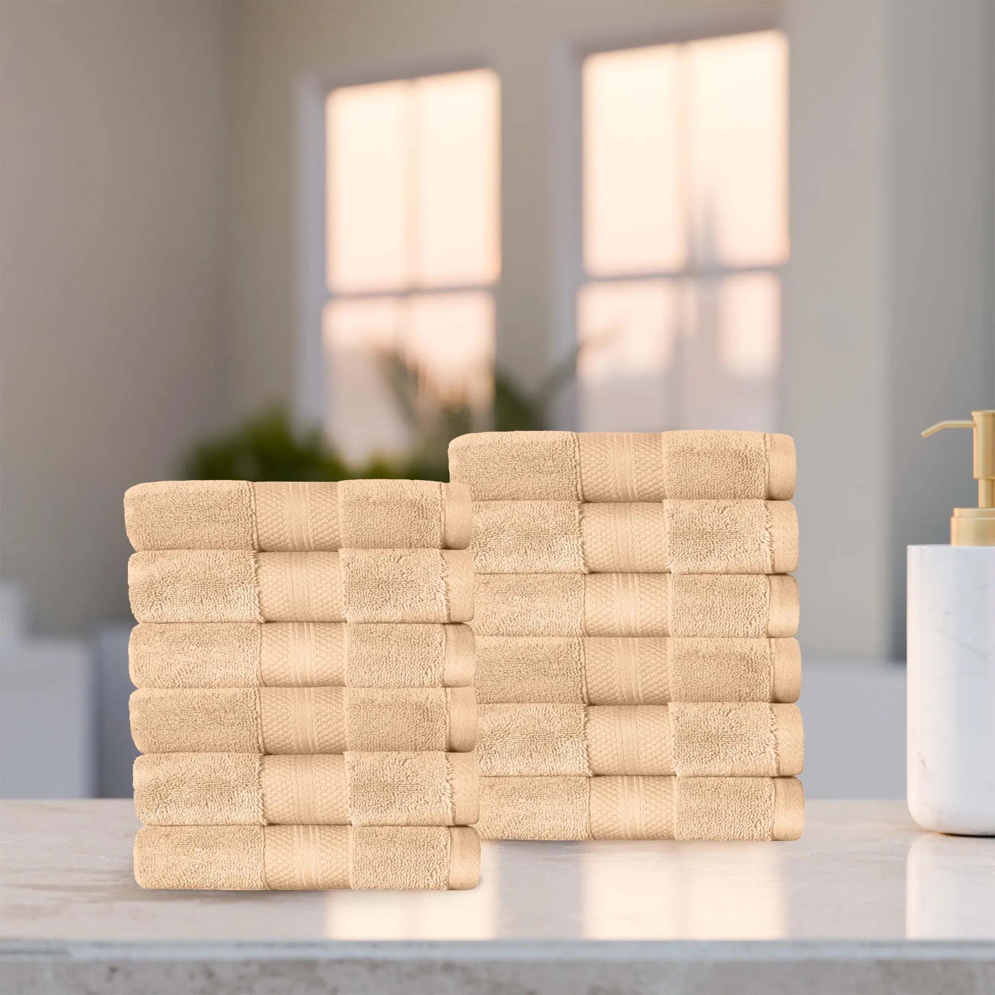 Aria Turkish Cotton Face Towels 12-Piece Set