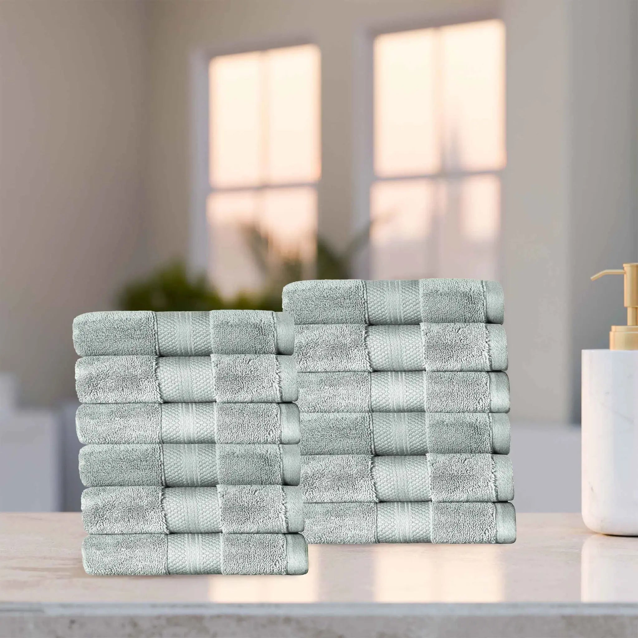 Aria Turkish Cotton Face Towels 12-Piece Set