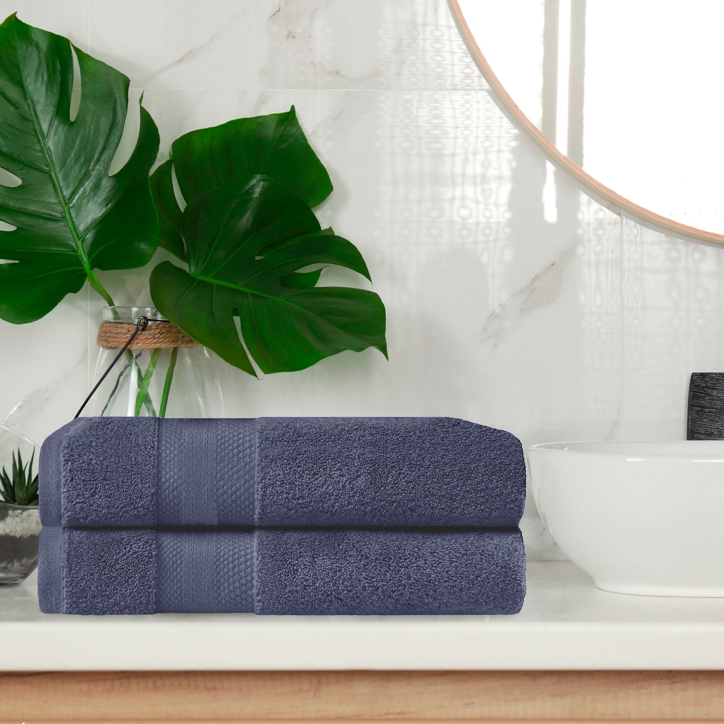 Aria Turkish Cotton Heavyweight Solid Absorbent 2 Piece Bath Towel Set