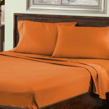 Superior Premium Plush Solid Deep Pocket Cotton Blend Bed Sheet Set - Rust
