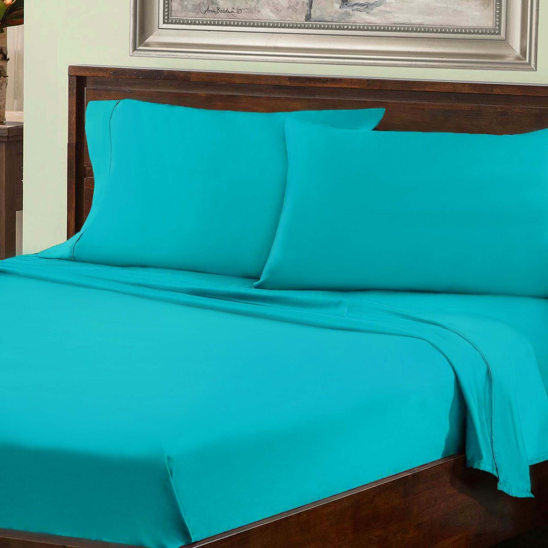 Superior Premium Plush Solid Deep Pocket Cotton Blend Bed Sheet Set - Teal