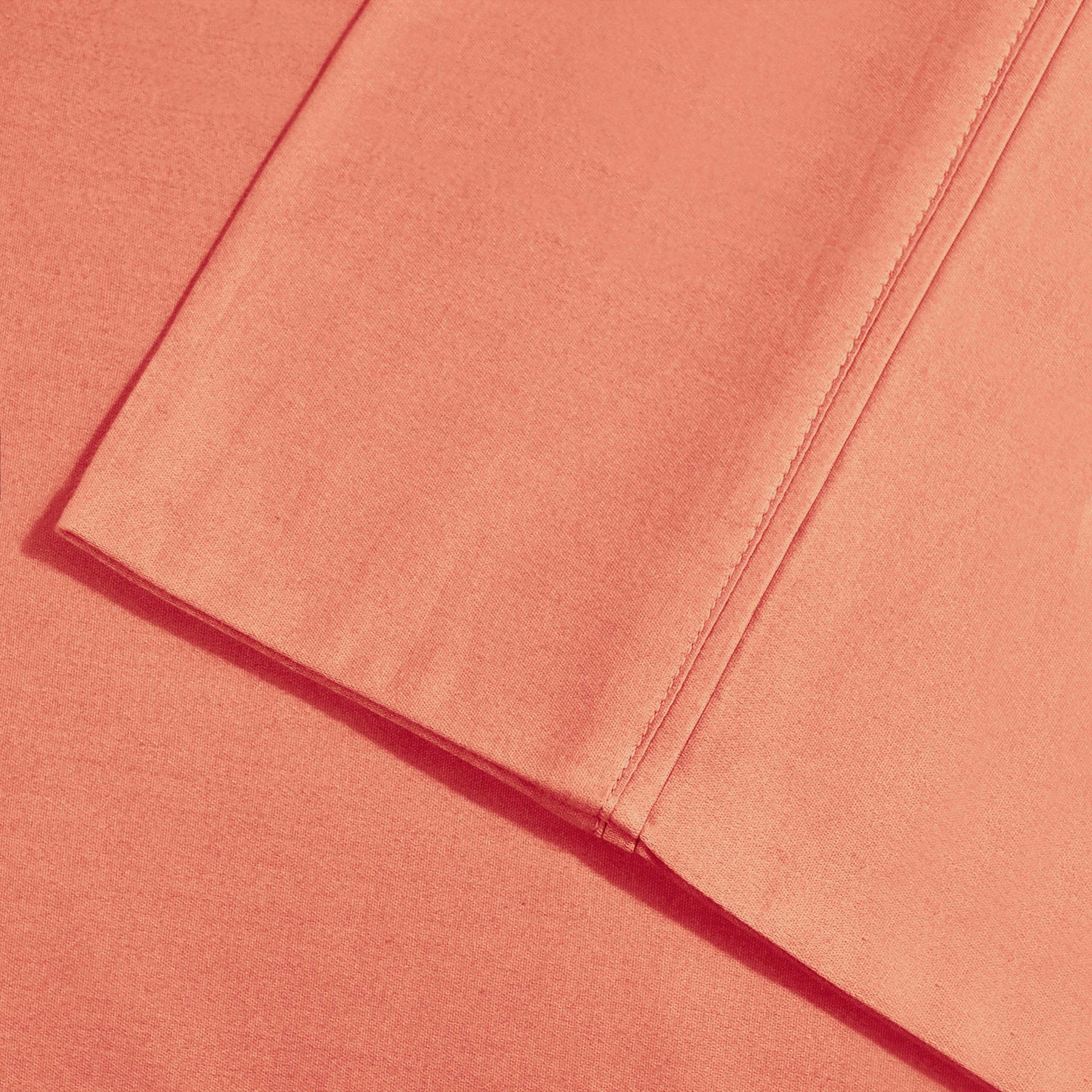 Superior Solid Single Pleat Cotton Blend 2-Piece Pillowcase Set - Coral