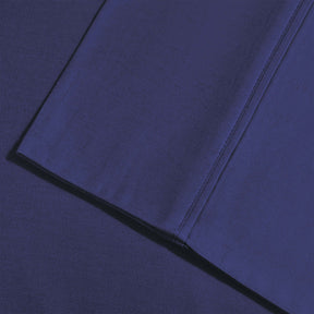 Superior Solid Single Pleat Cotton Blend 2-Piece Pillowcase Set - Navy Blue