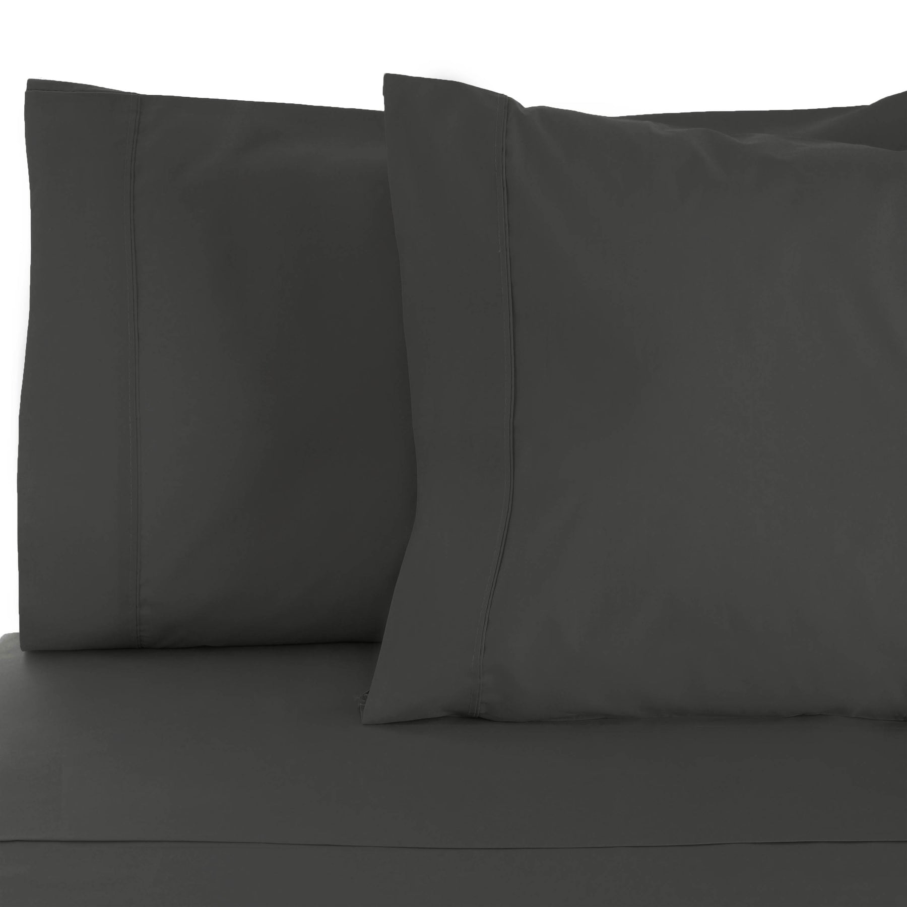 Superior Solid Single Pleat Cotton Blend 2-Piece Pillowcase Set - Grey