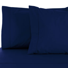 Superior Solid Single Pleat Cotton Blend 2-Piece Pillowcase Set - Navy Blue