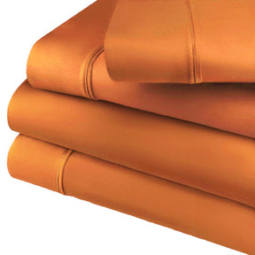 Superior Premium Plush Solid Deep Pocket Cotton Blend Bed Sheet Set - Rust