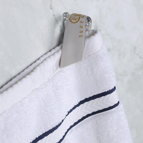 Superior Ultra-Plush Turkish Cotton Super Absorbent Solid Bath Towel Set of 4 - Navy Blue