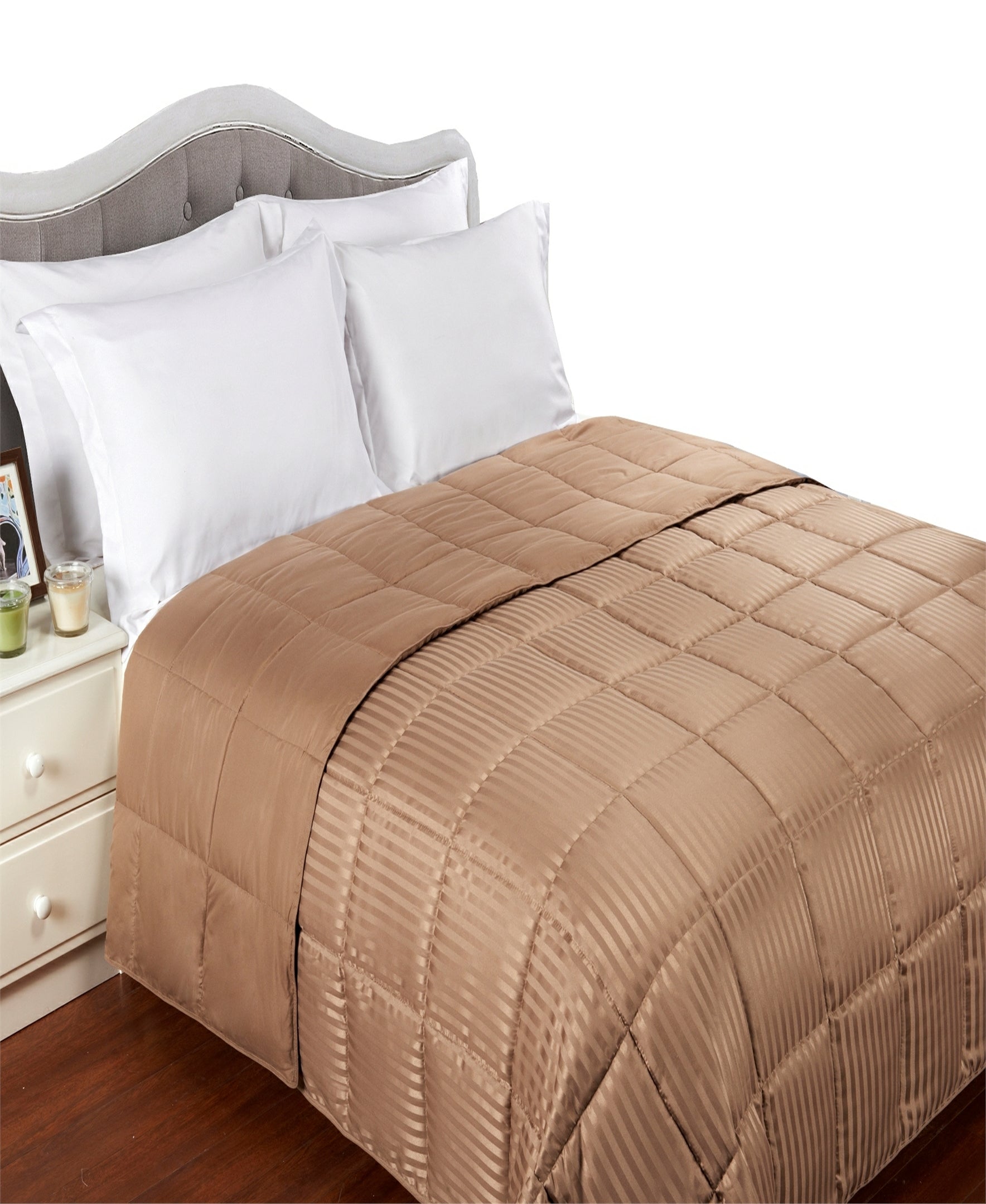 Reversible All Season Down Alternative Solid Bed Blanket - Taupe