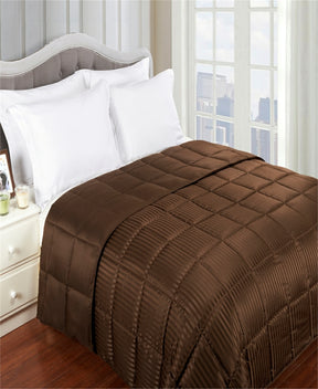 Reversible All Season Down Alternative Solid Bed Blanket - Chocolate