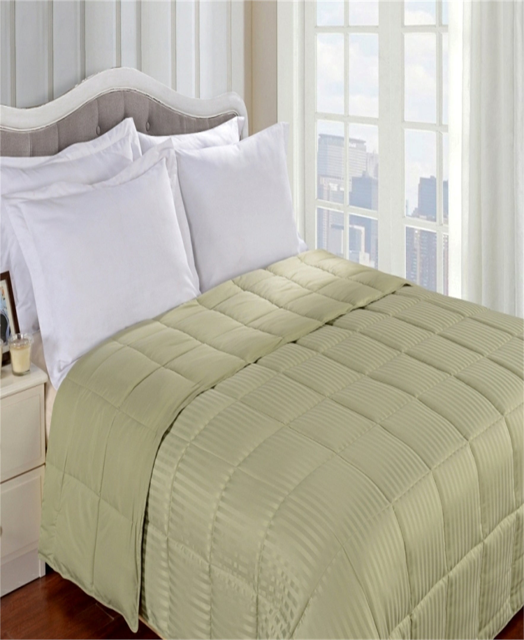 Reversible All Season Down Alternative Solid Bed Blanket - Sage