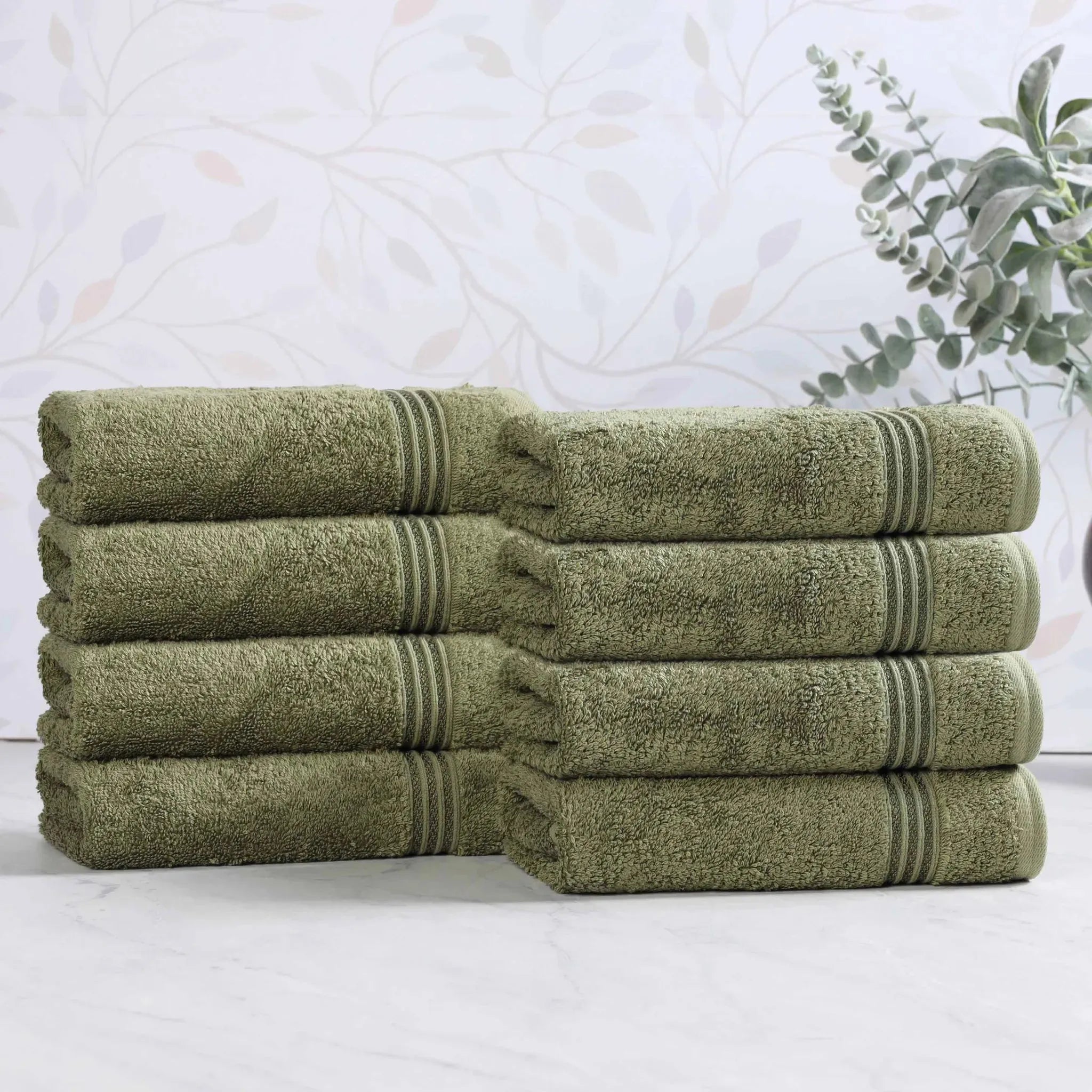 Heritage Egyptian Cotton Plush Thick Absorbent Hand Towel Set of 8 - Egyptian Cotton Hand Towel by Superior Brand