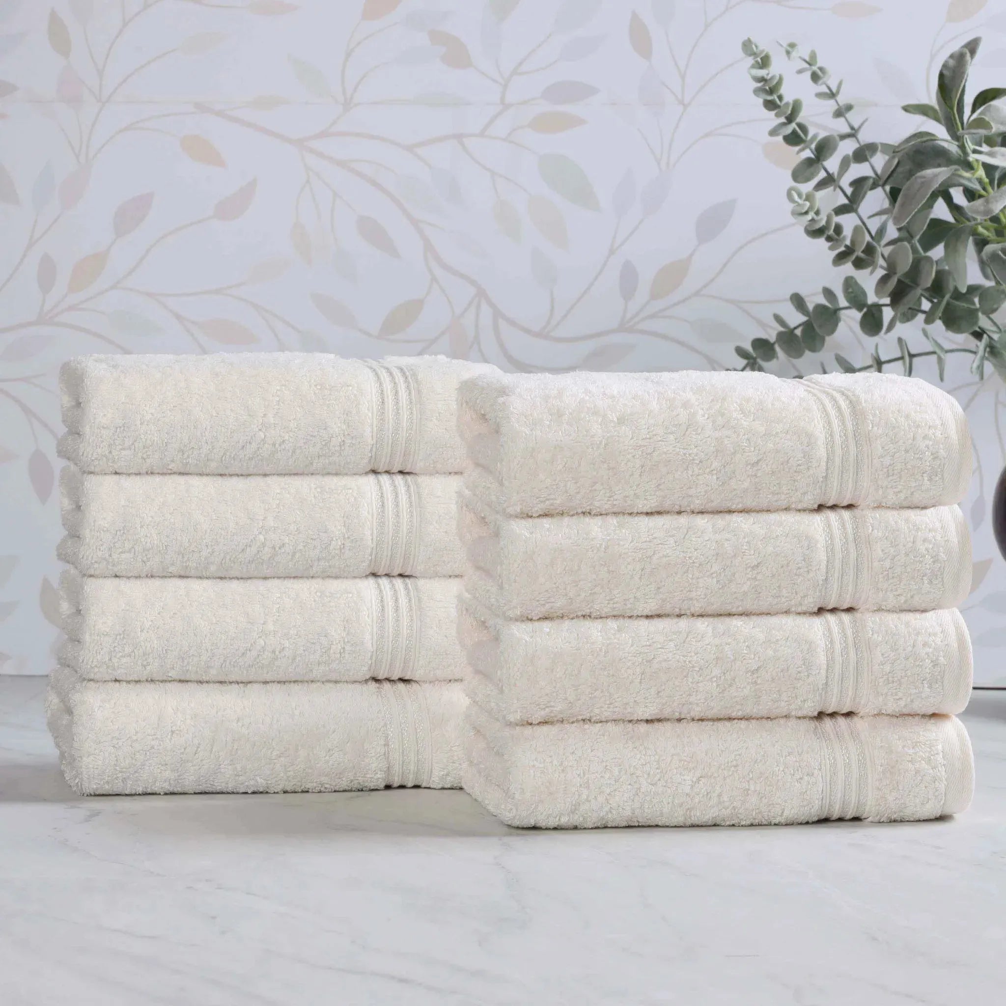 Heritage Egyptian Cotton Plush Thick Absorbent Hand Towel Set of 8 - Egyptian Cotton Hand Towel by Superior Brand