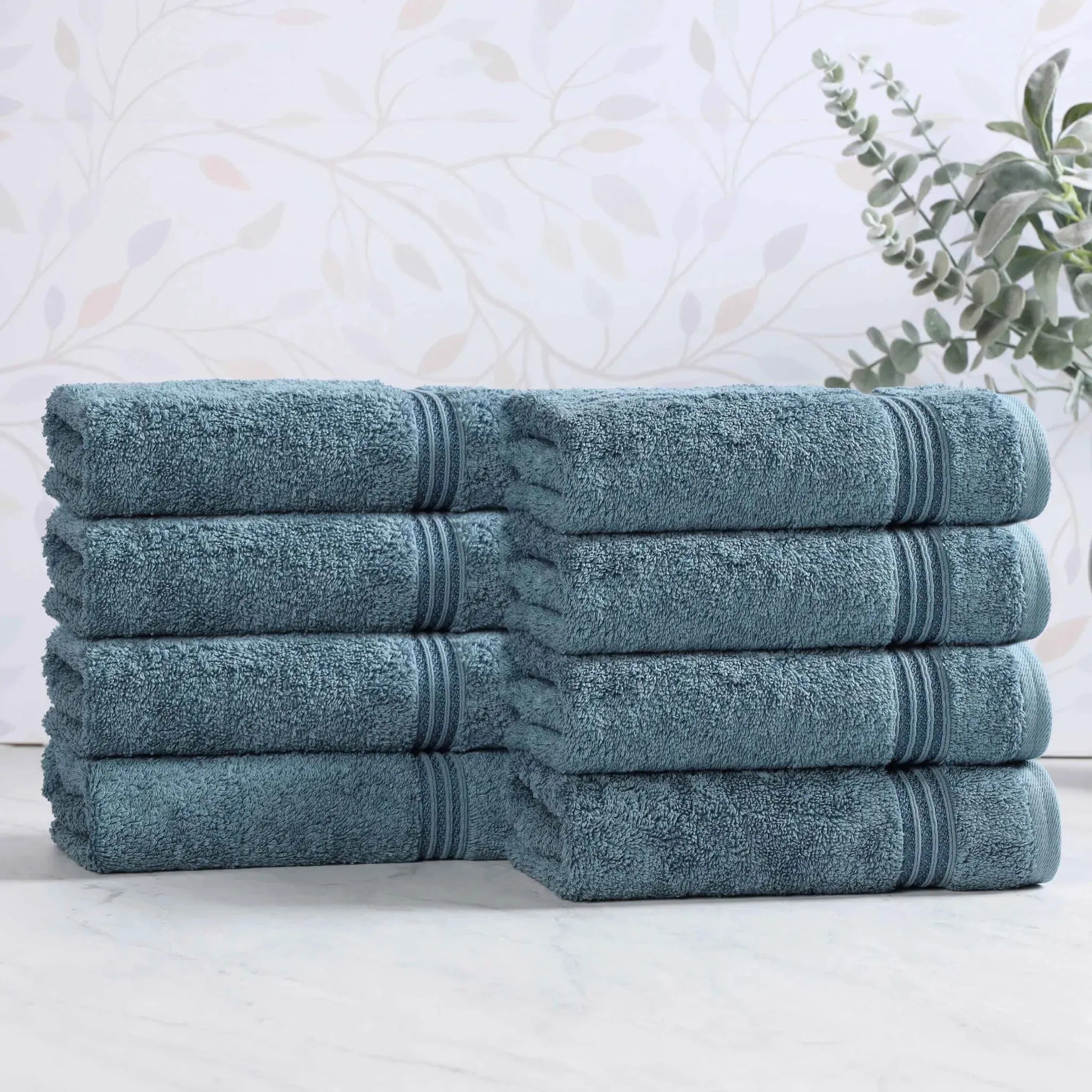 Heritage Egyptian Cotton Plush Thick Absorbent Hand Towel Set of 8 - Egyptian Cotton Hand Towel by Superior Brand